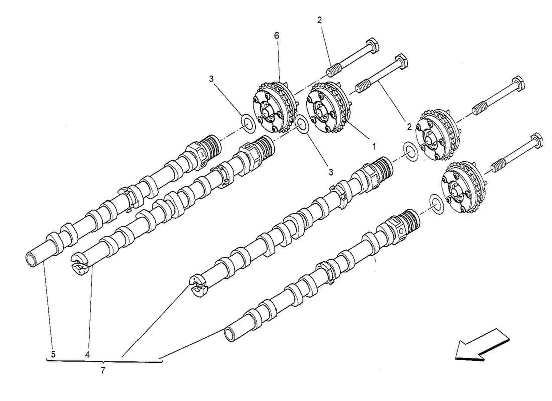 maserati qtp. v8 3.8 530bhp 2014 rh cylinder head camshaft part diagram