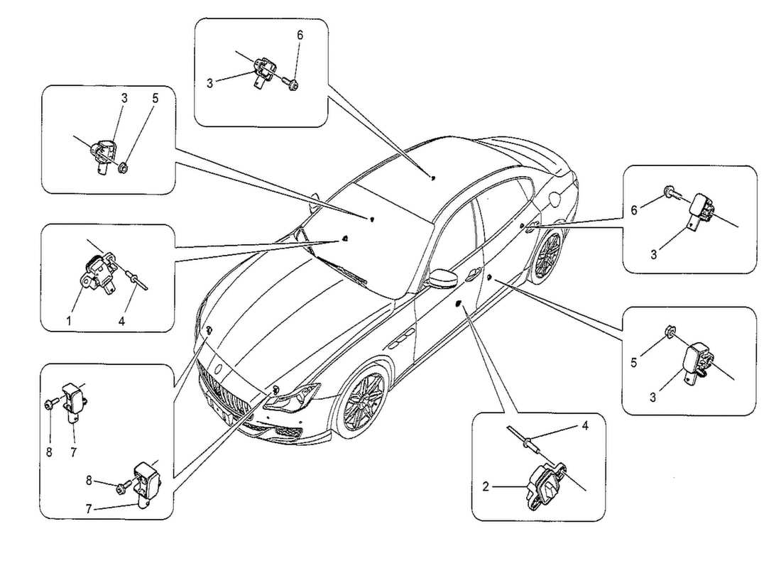 maserati qtp. v8 3.8 530bhp 2014 crash sensors part diagram