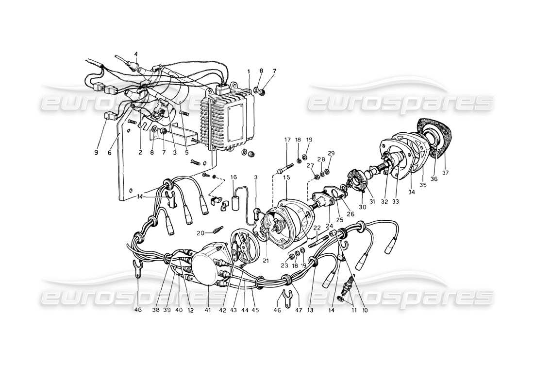 ferrari 246 dino (1975) engine ignition part diagram