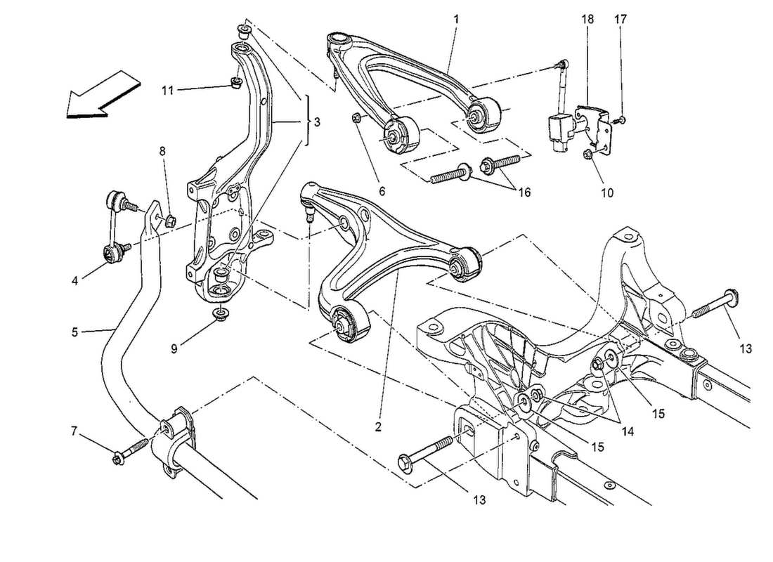 maserati qtp. v8 3.8 530bhp 2014 front suspension part diagram