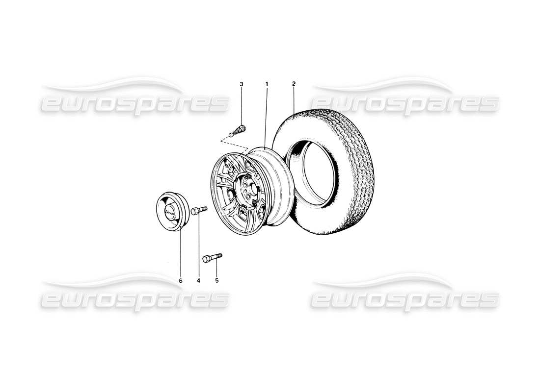 ferrari 246 dino (1975) wheels parts diagram