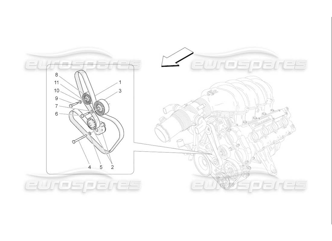 maserati qtp. (2007) 4.2 f1 auxiliary device belts part diagram