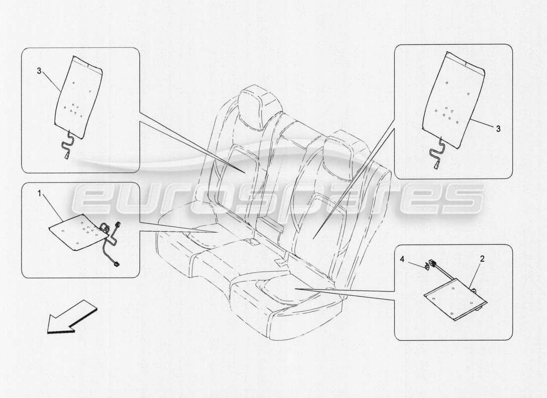 maserati qtp. v8 3.8 530bhp auto 2015 rear seats: trim panels part diagram