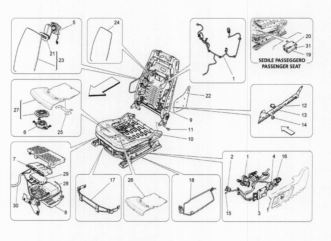 maserati qtp. v6 3.0 bt 410bhp 2015 front seat electronics part diagram