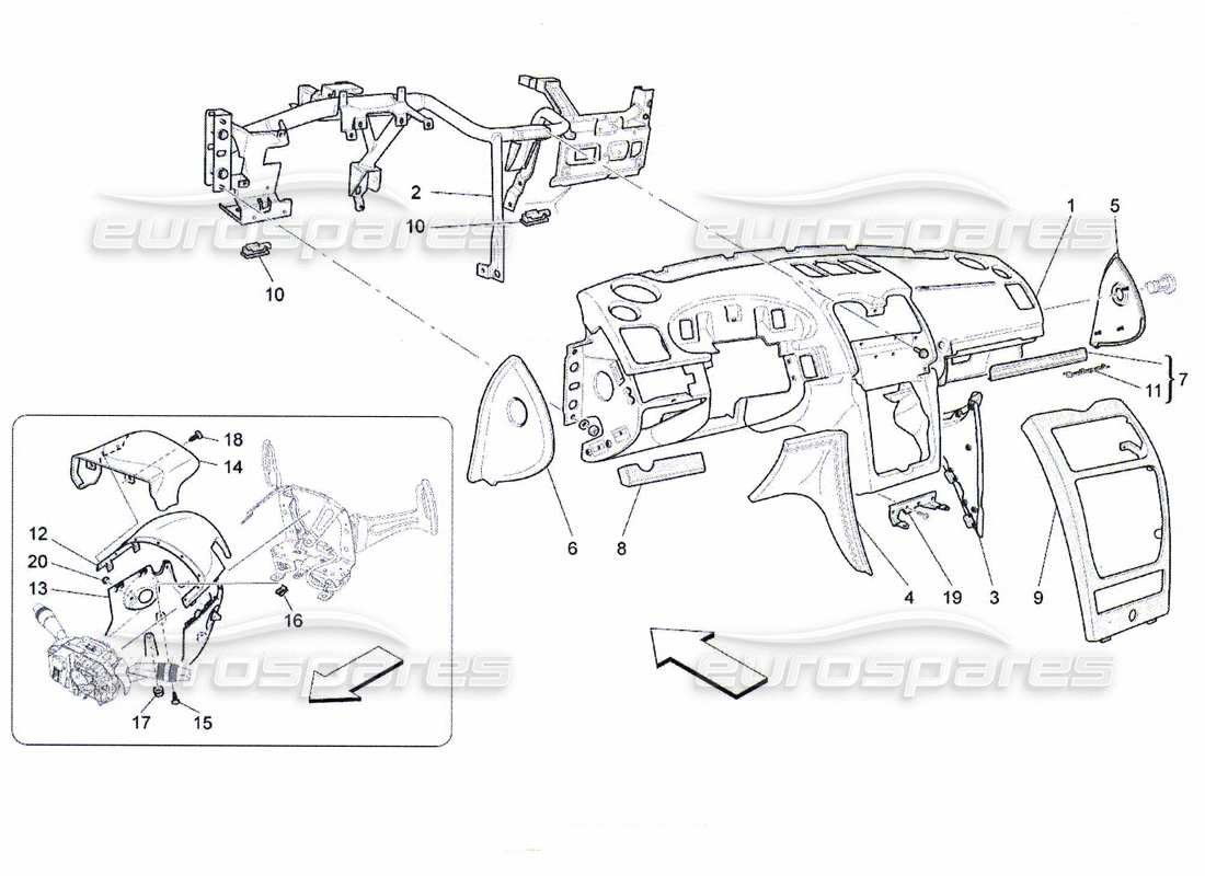 maserati qtp. (2010) 4.7 dashboard unit part diagram