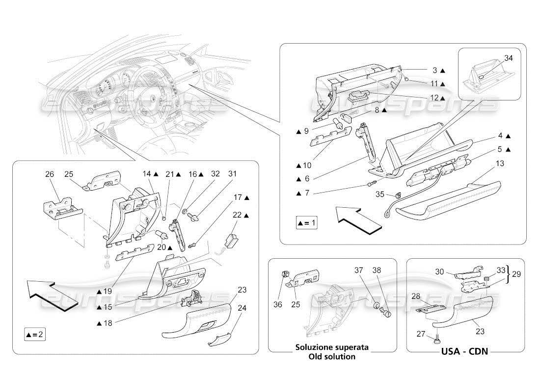 maserati qtp. (2011) 4.2 auto glove compartments part diagram