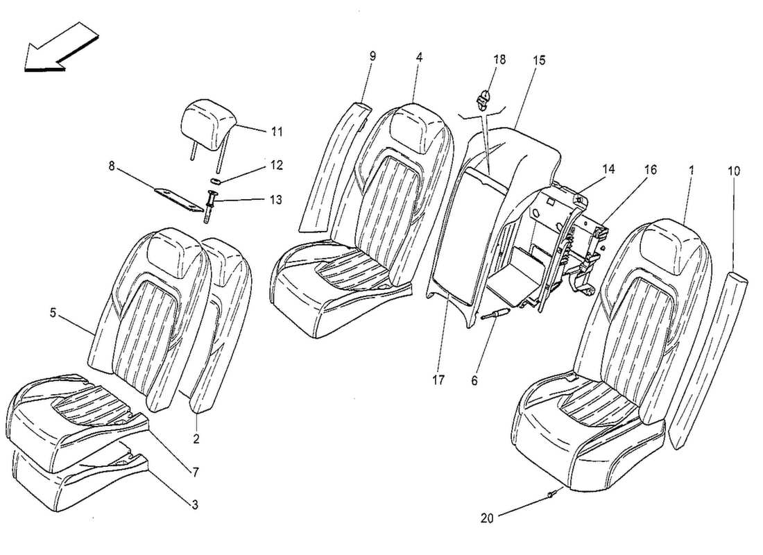 maserati qtp. v8 3.8 530bhp 2014 rear seats: trim panels part diagram