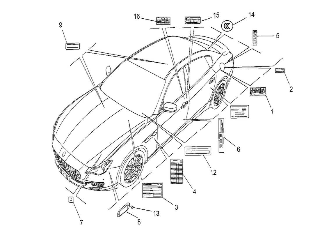 maserati qtp. v8 3.8 530bhp 2014 stickers and labels part diagram