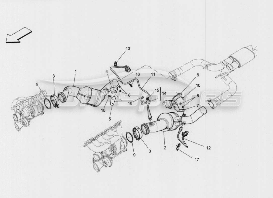 maserati qtp. v8 3.8 530bhp auto 2015 pre-catalytic converters and catalytic converters part diagram