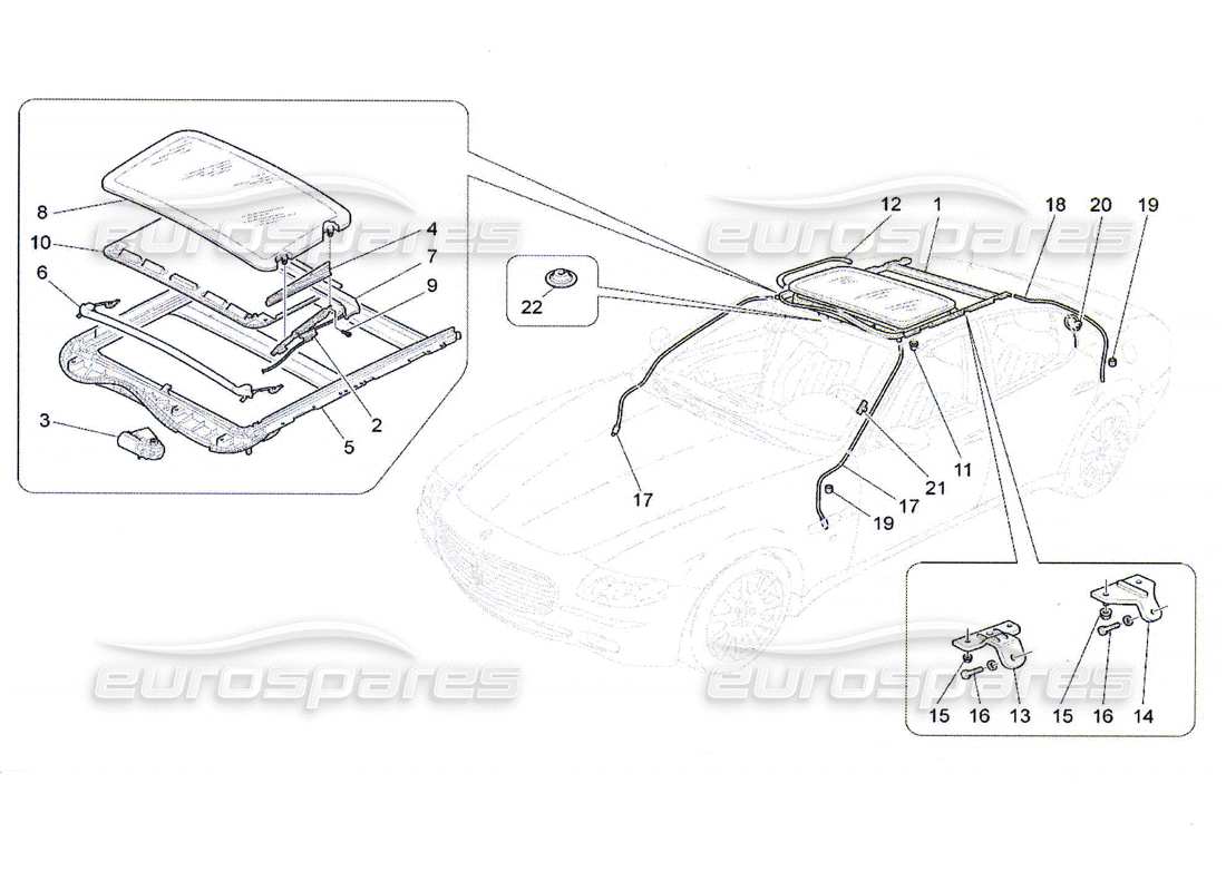 maserati qtp. (2010) 4.7 sunroof part diagram