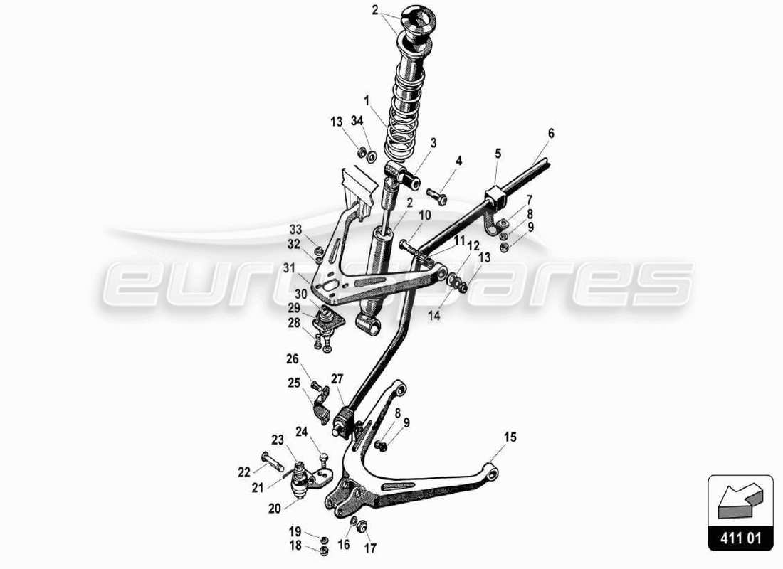 lamborghini 350 gt front suspension part diagram