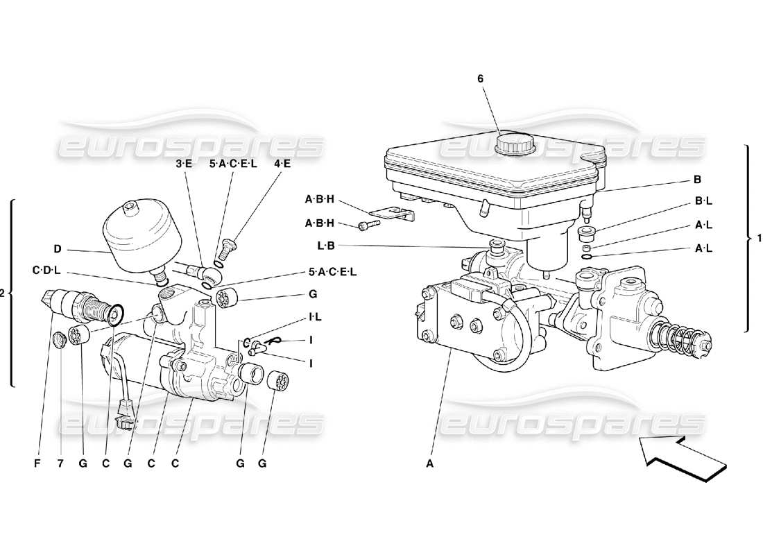 ferrari 355 (5.2 motronic) hydraulic system for abs teves part diagram