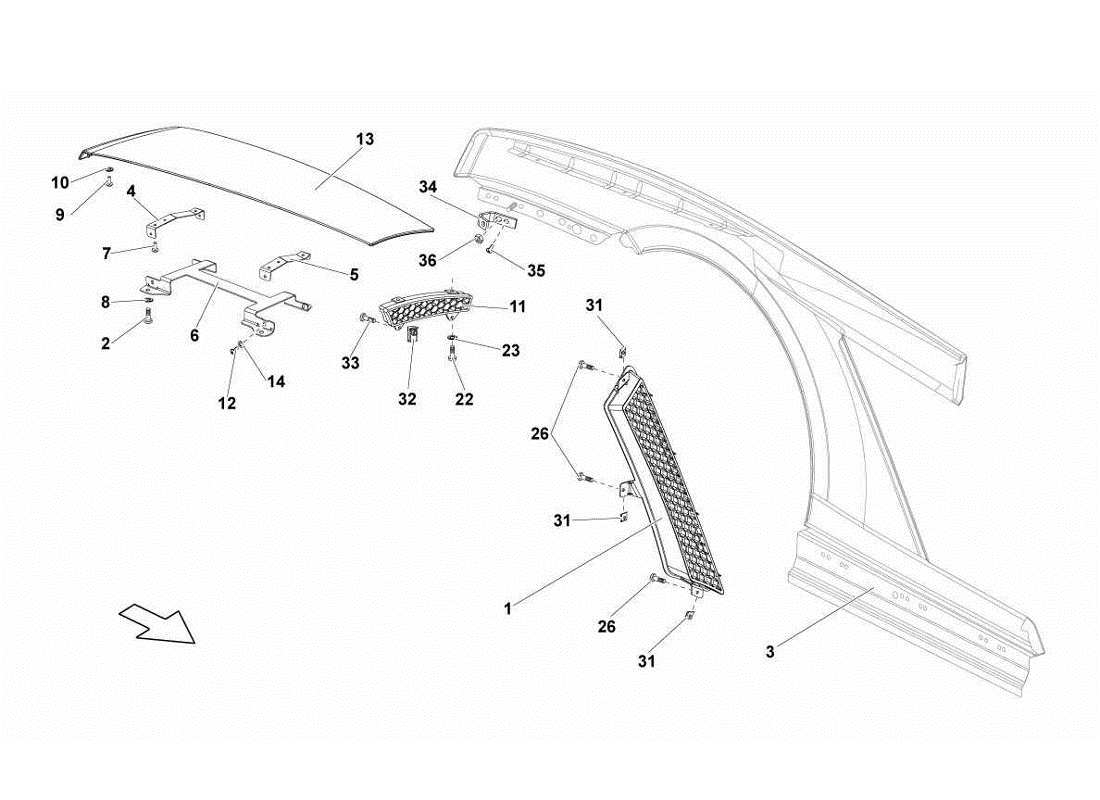 lamborghini gallardo lp570-4s perform rear fender part diagram