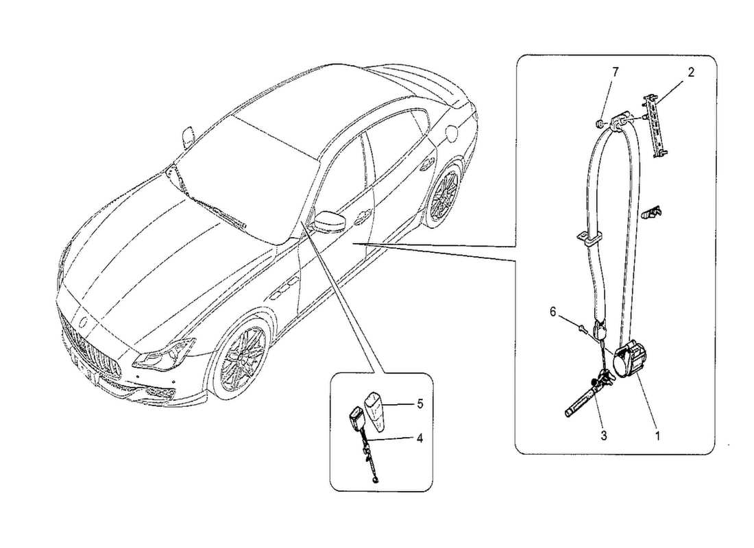 maserati qtp. v8 3.8 530bhp 2014 front seat belts part diagram