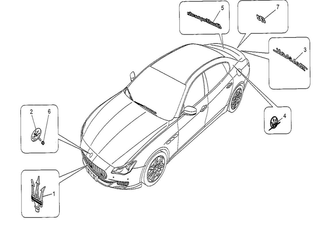 maserati qtp. v8 3.8 530bhp 2014 trims, brands and symbols part diagram