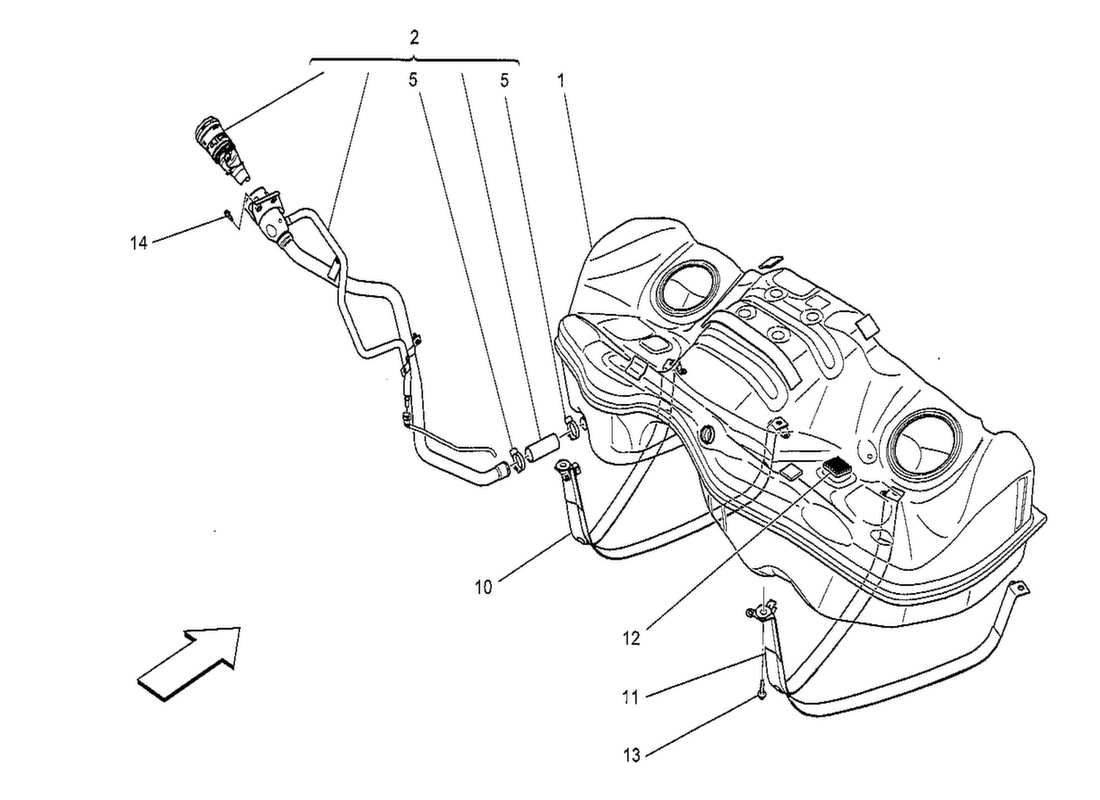 maserati qtp. v8 3.8 530bhp 2014 fuel tank part diagram