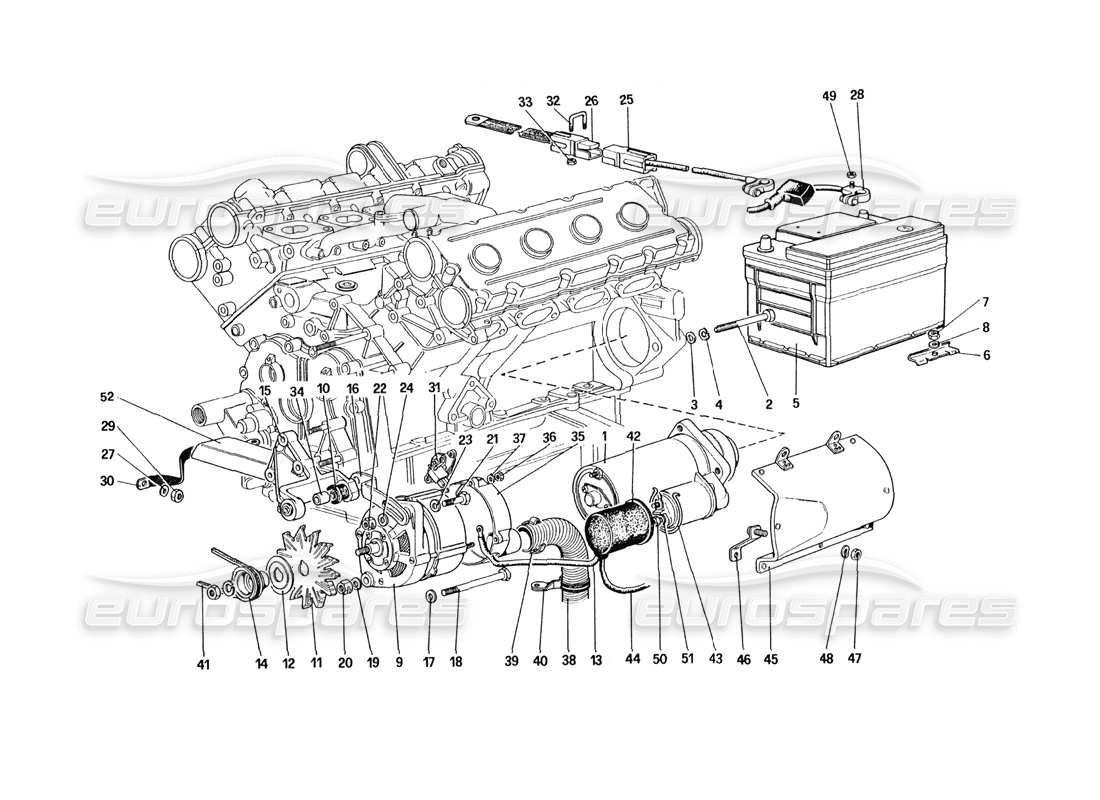 ferrari 328 (1985) electric generating system part diagram