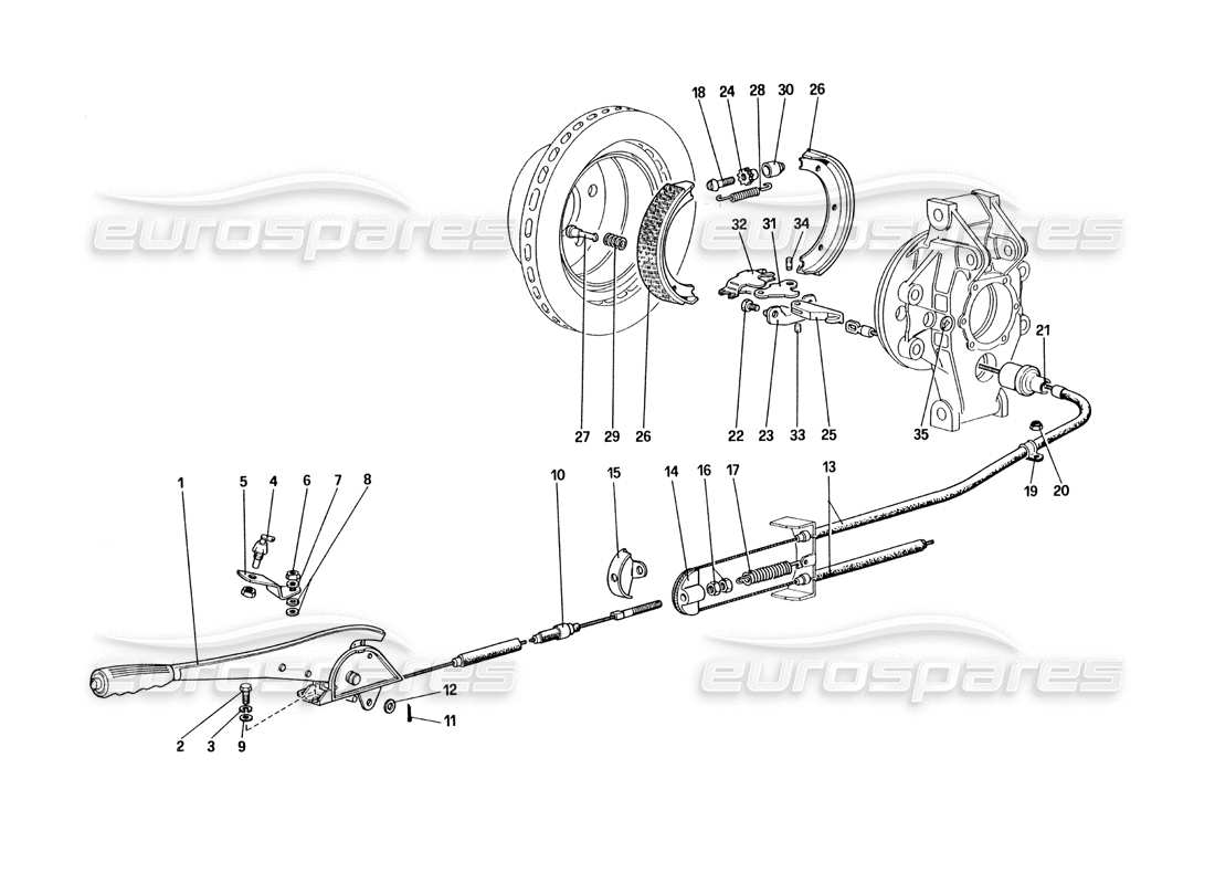 ferrari 328 (1985) hand - brake control parts diagram