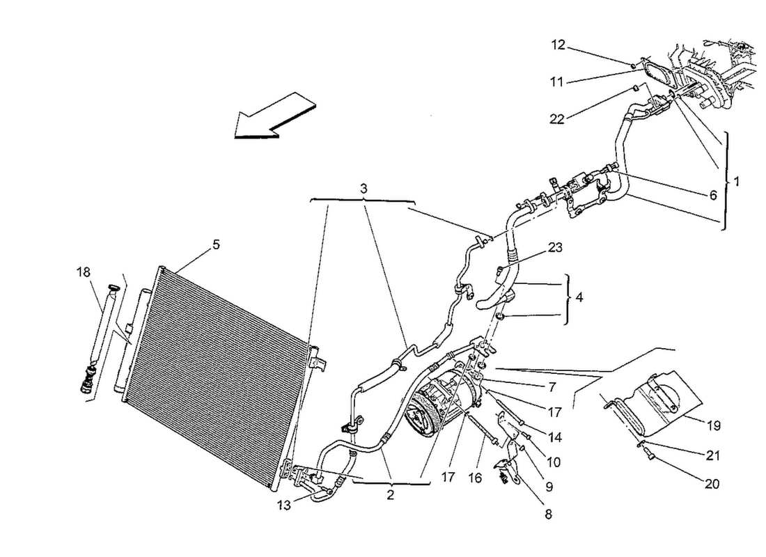 maserati qtp. v8 3.8 530bhp 2014 a c unit: engine compartment devices part diagram