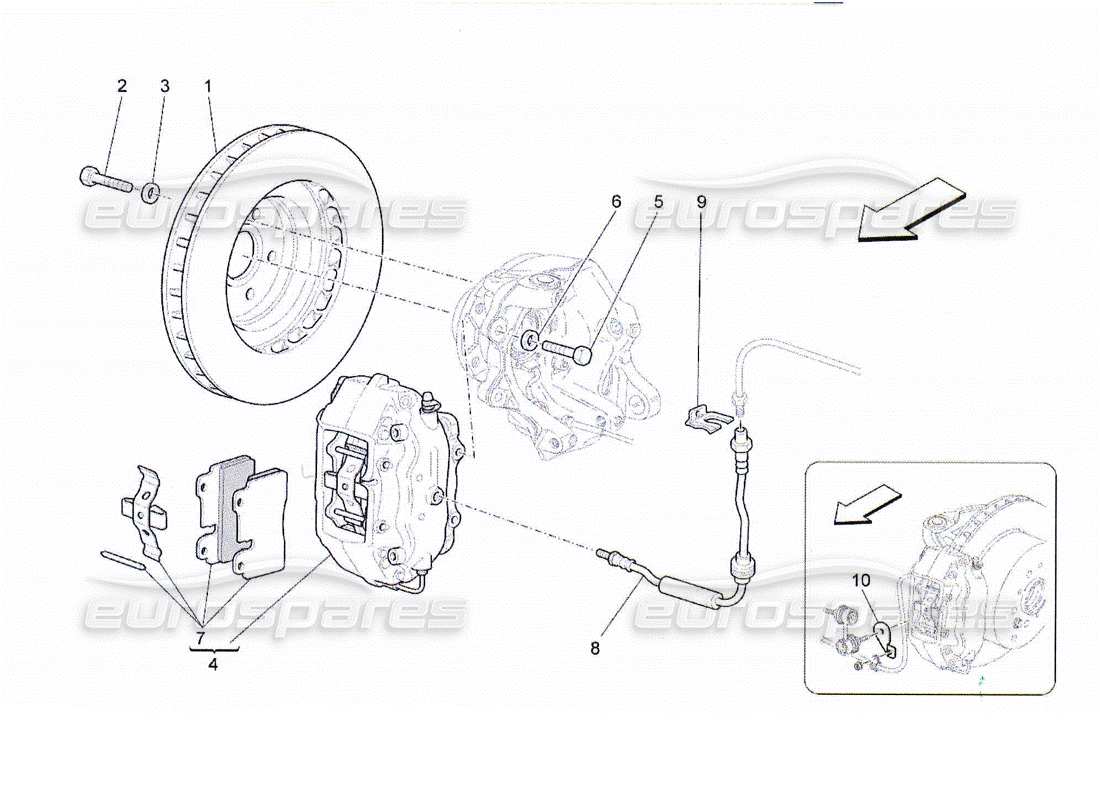 maserati qtp. (2010) 4.2 braking devices on rear wheels part diagram