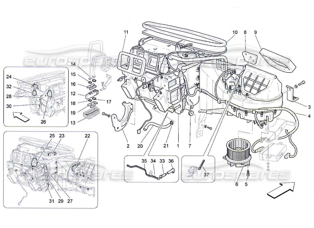 maserati qtp. (2010) 4.7 a c unit: dashboard devices part diagram