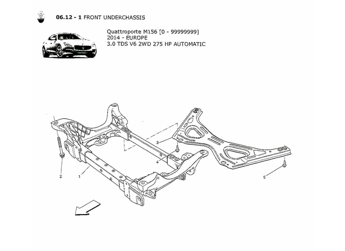 maserati qtp. v6 3.0 tds 275bhp 2014 front underchassis part diagram