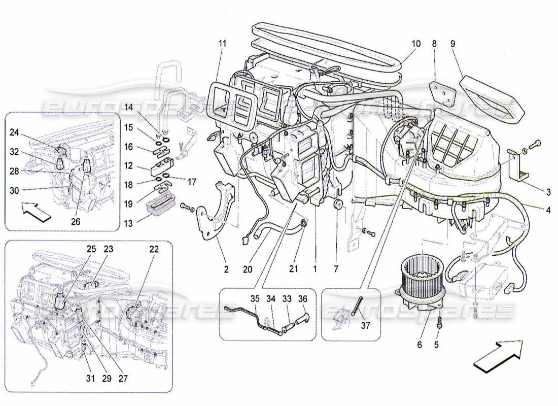 maserati qtp. (2010) 4.2 a c unit: dashboard devices part diagram