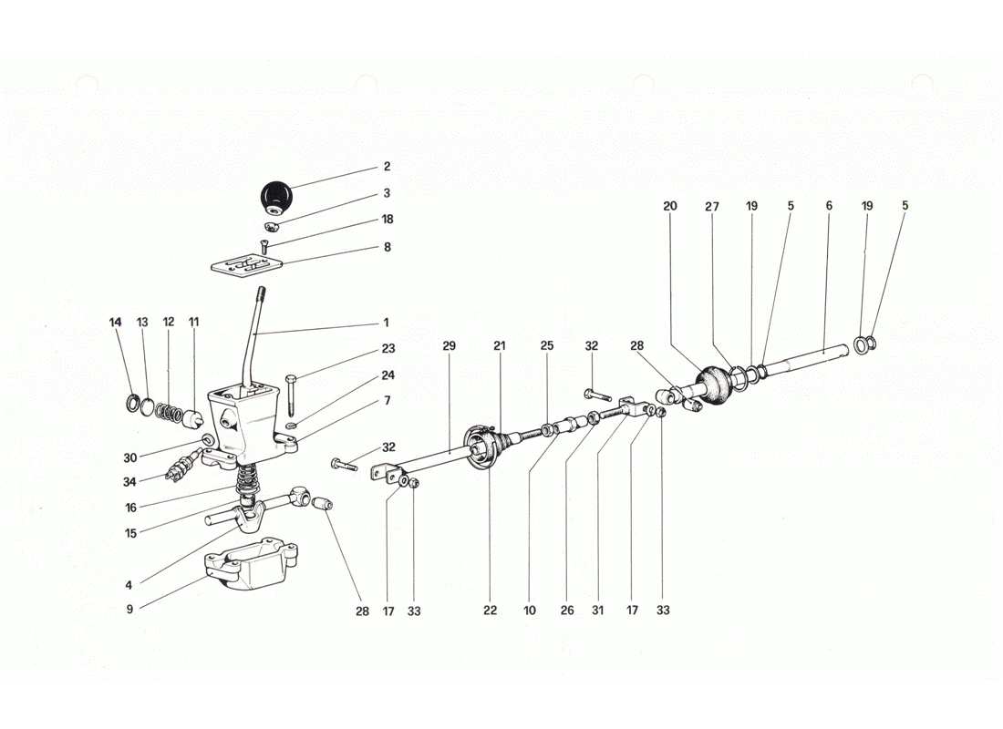 ferrari 208 gtb gts outside gearbox controls part diagram