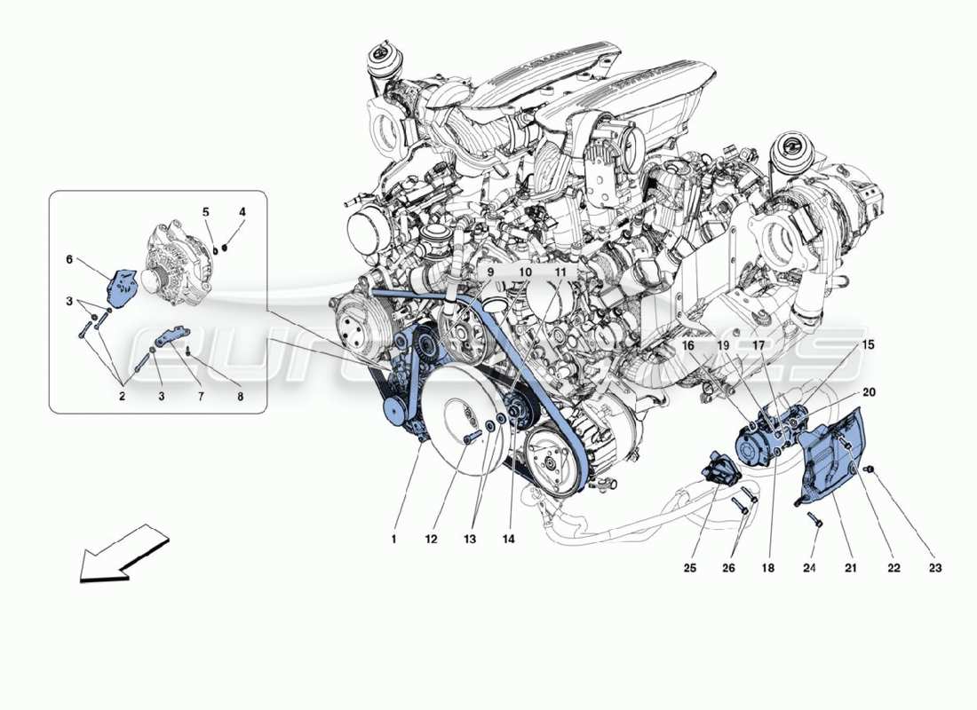 ferrari 488 challenge starter motor part diagram