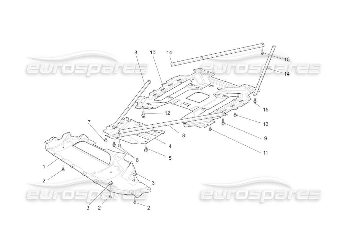 maserati grancabrio (2011) 4.7 underbody and underfloor guards part diagram