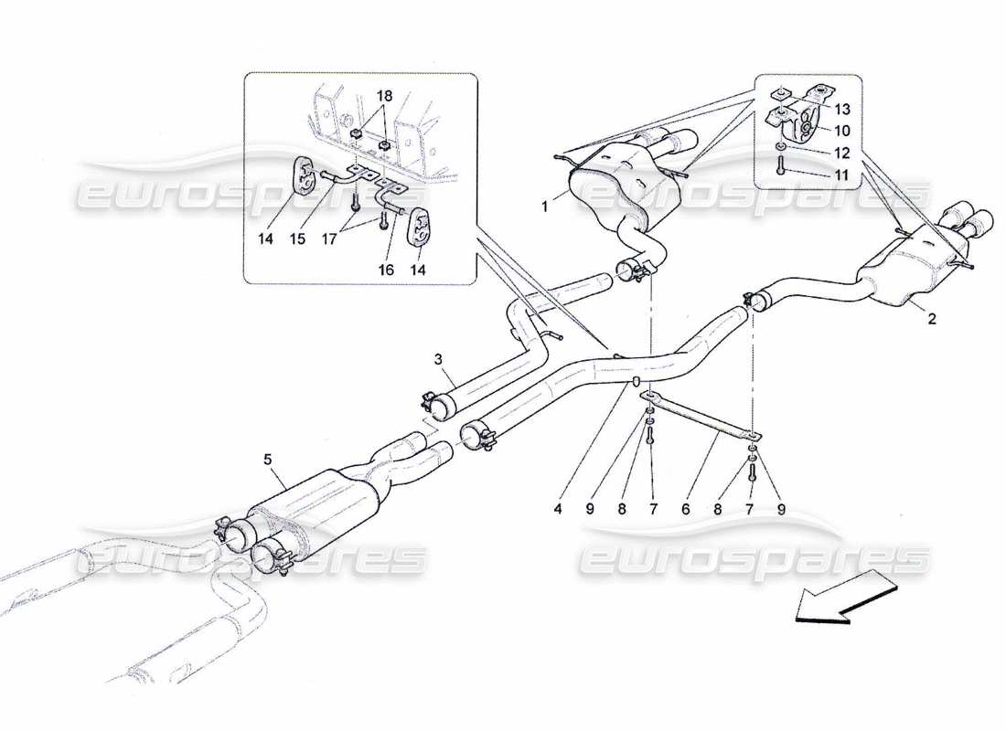 maserati qtp. (2010) 4.7 silencers part diagram