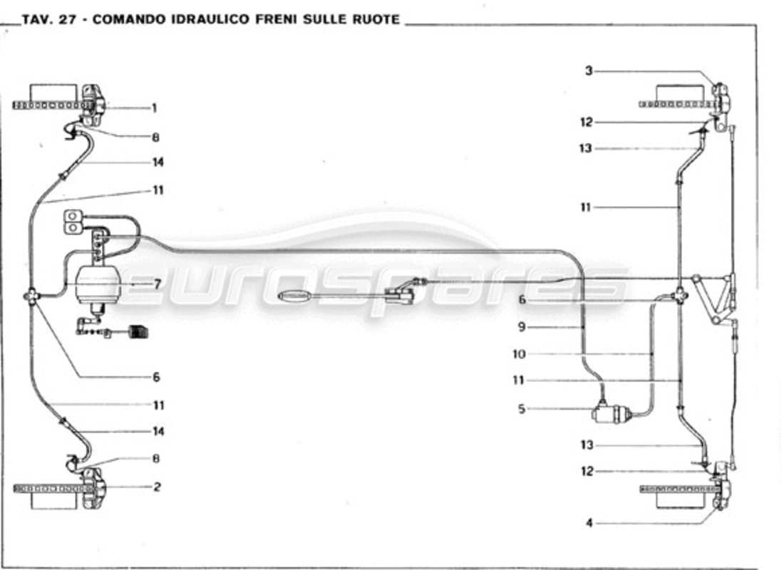 ferrari 246 gt series 1 brake hydraulic system on wheels part diagram