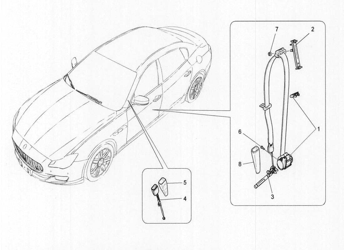 maserati qtp. v6 3.0 bt 410bhp 2wd 2017 front seatbelts part diagram