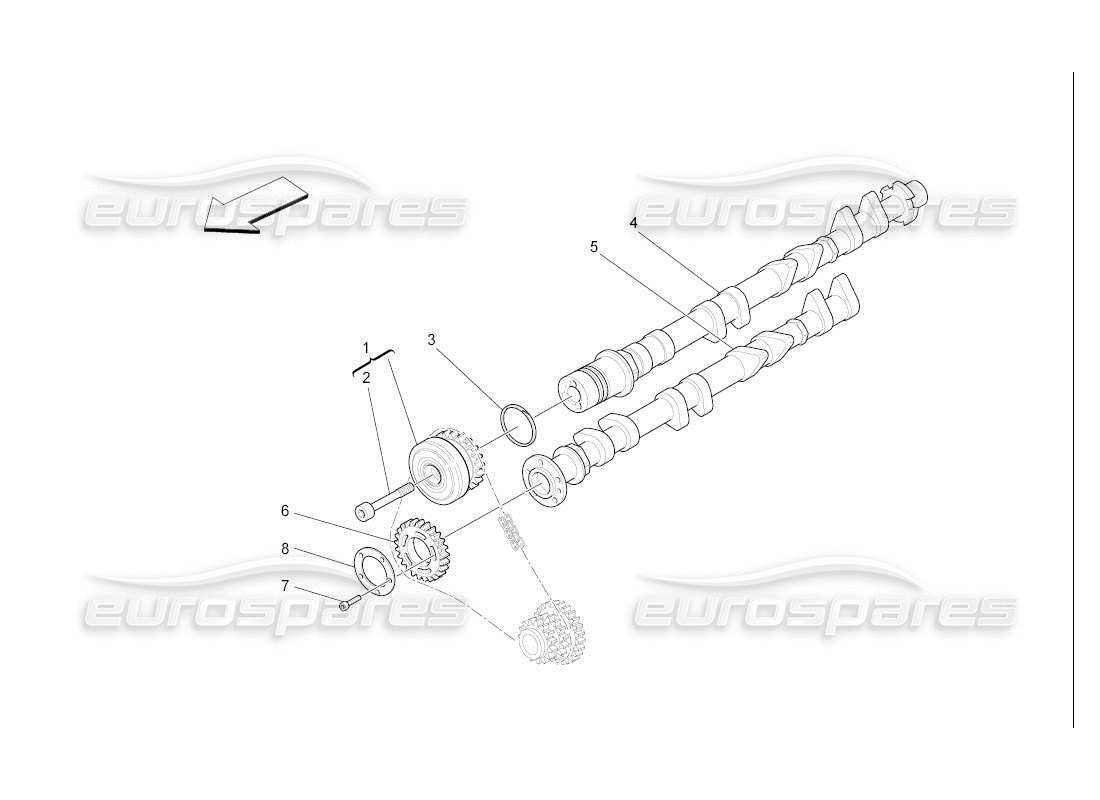 maserati qtp. (2007) 4.2 auto rh cylinder head camshafts part diagram