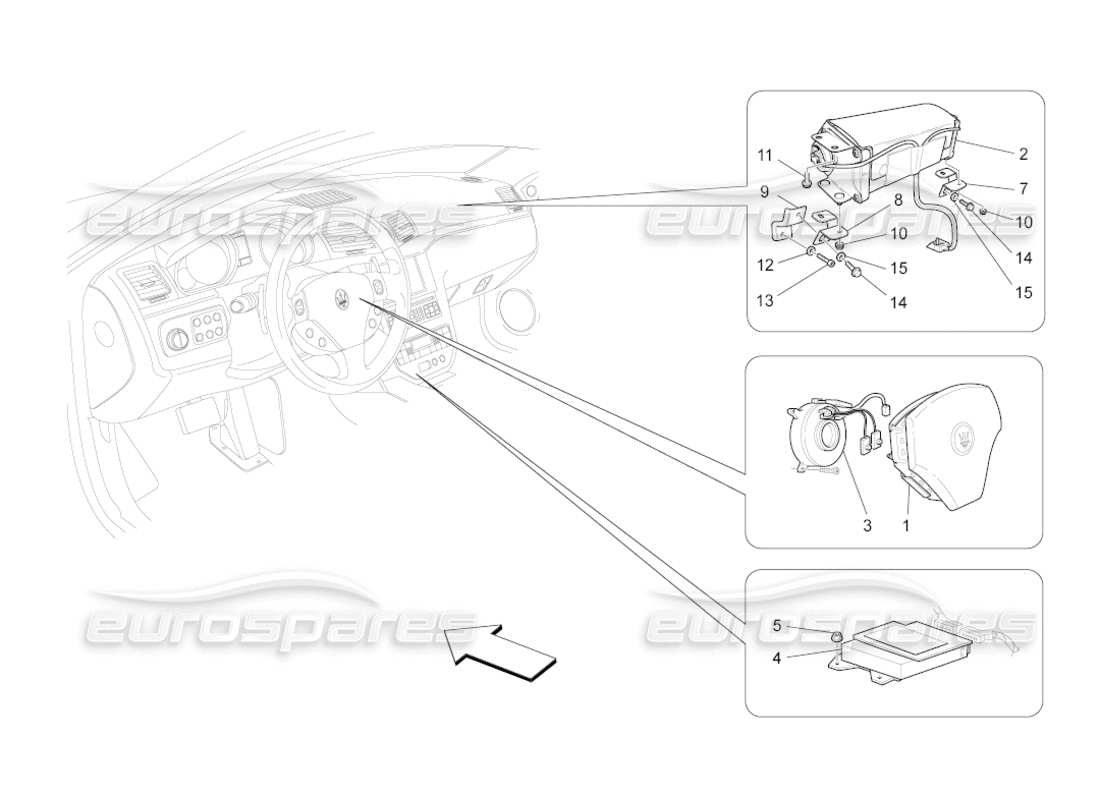 maserati grancabrio (2011) 4.7 front airbag system part diagram