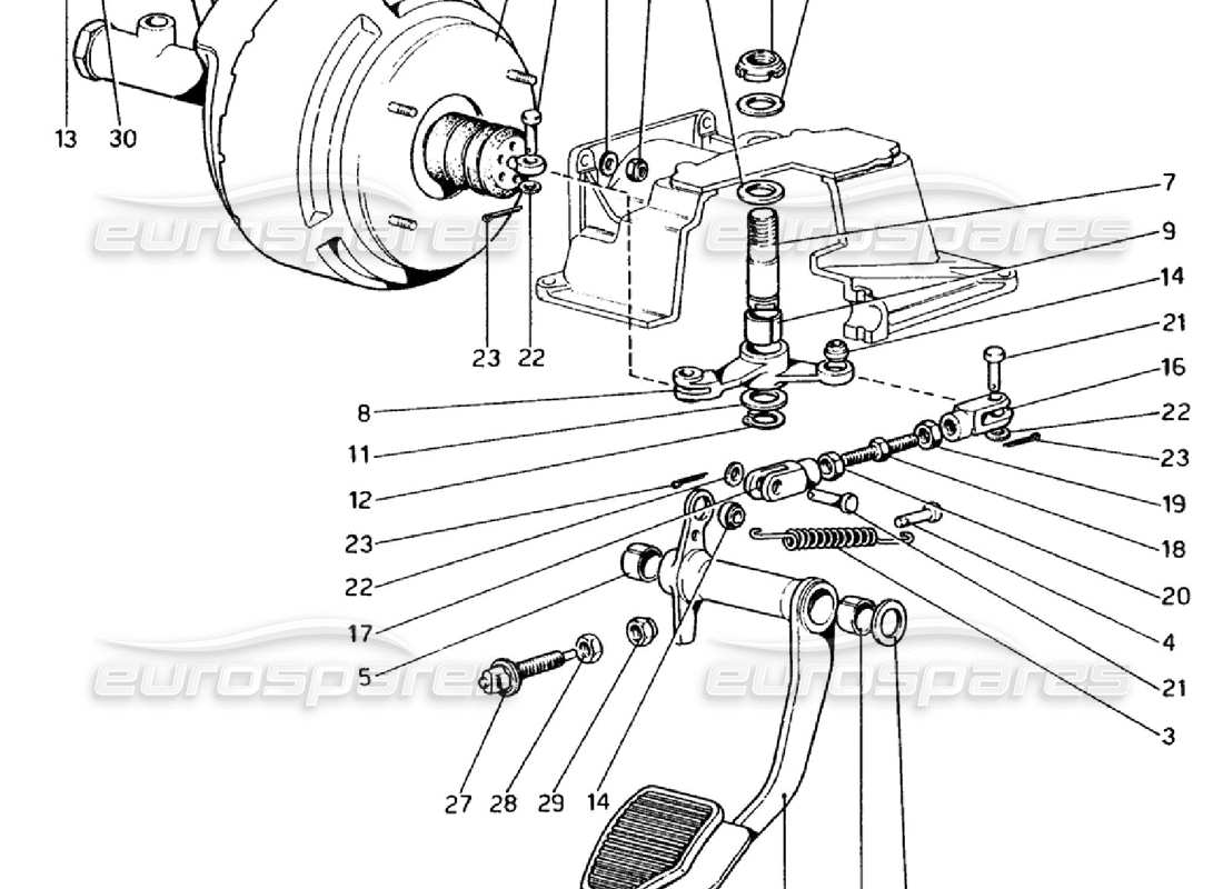 ferrari 308 gtb (1976) brake hydraulic system (variants for rhd versions) part diagram