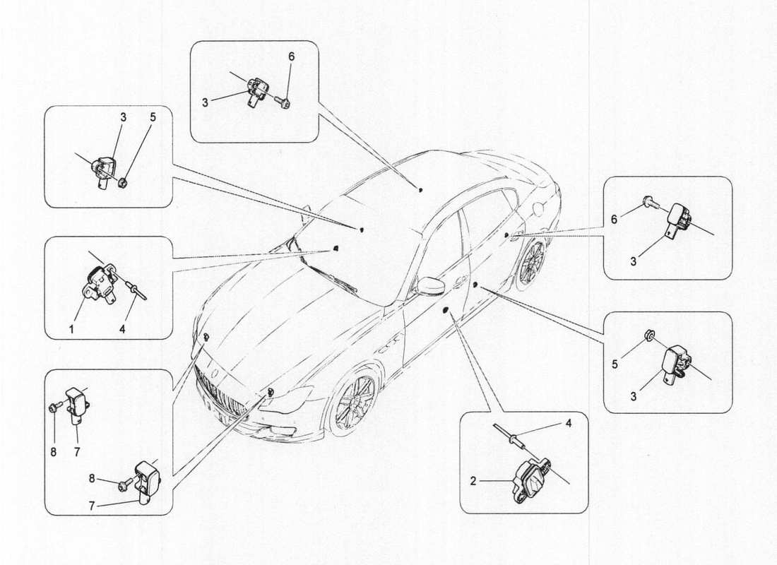 maserati qtp. v6 3.0 bt 410bhp 2wd 2017 crash sensors part diagram