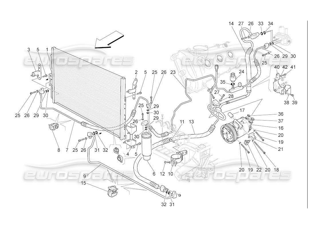 maserati qtp. (2007) 4.2 auto a c unit: engine compartment devices part diagram