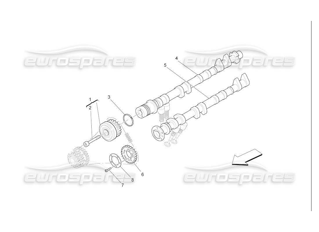 maserati qtp. (2007) 4.2 auto lh cylinder head camshafts part diagram