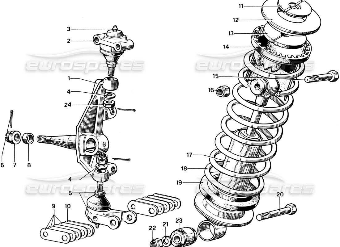 ferrari 330 gtc coupe front suspension - steering swivels part diagram