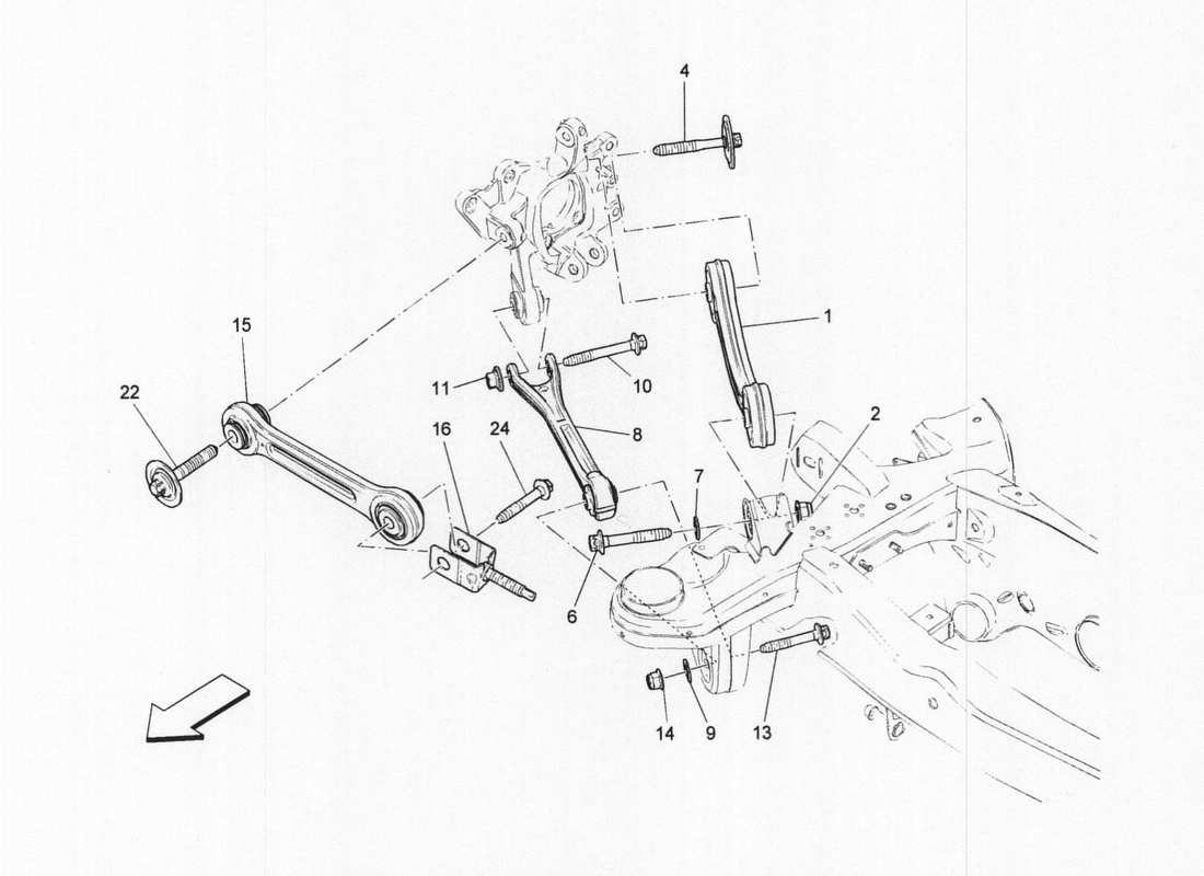 maserati qtp. v6 3.0 bt 410bhp 2wd 2017 rear suspension part diagram