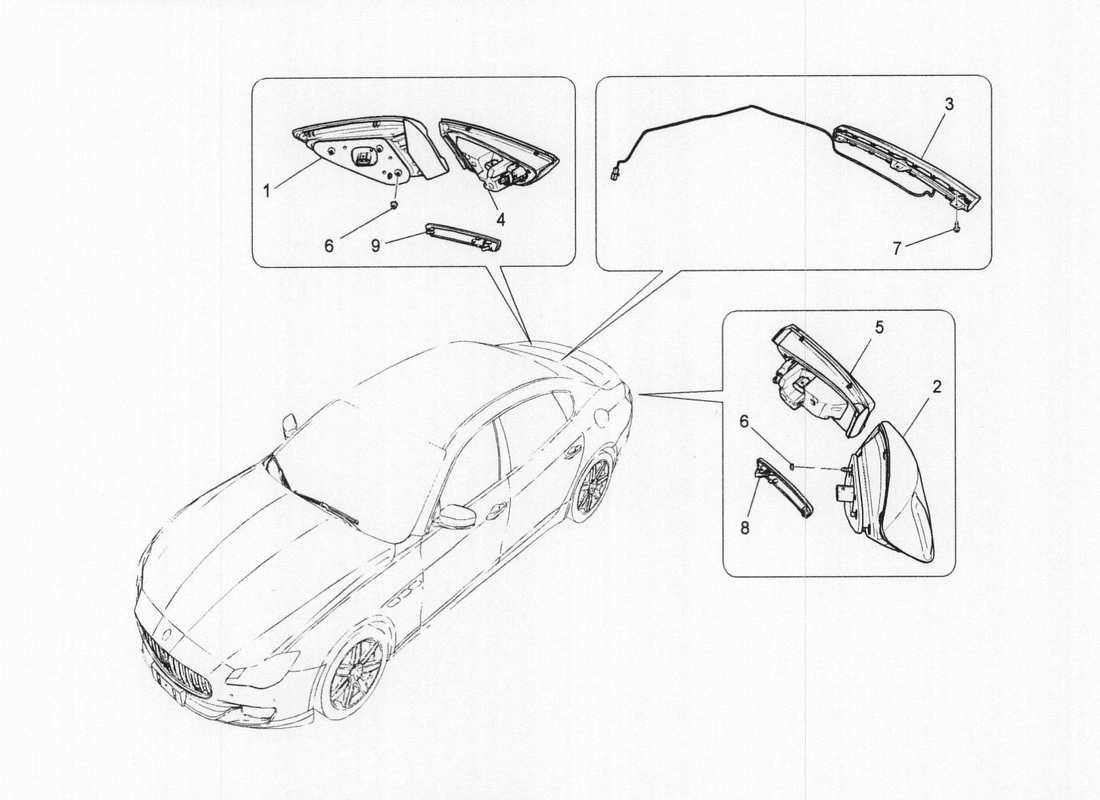 maserati qtp. v6 3.0 bt 410bhp 2wd 2017 taillight clusters part diagram