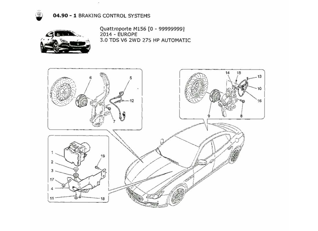 maserati qtp. v6 3.0 tds 275bhp 2014 braking control systems part diagram