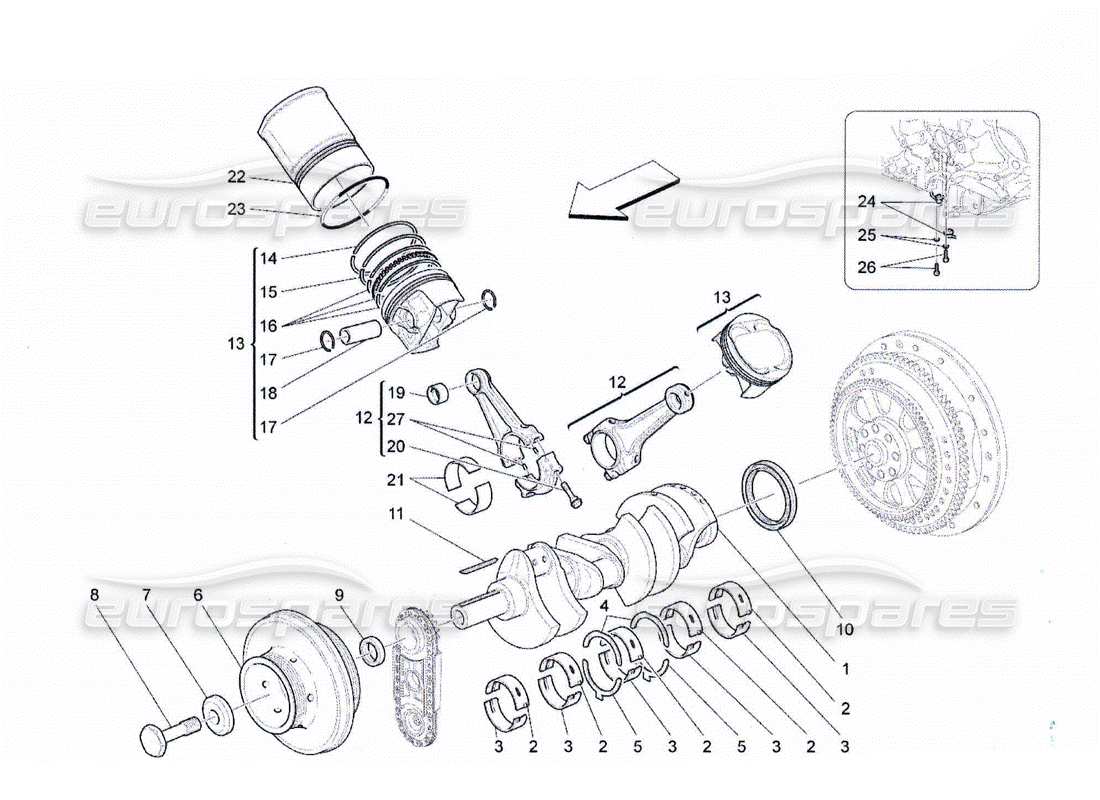 maserati qtp. (2010) 4.2 crank mechanism part diagram