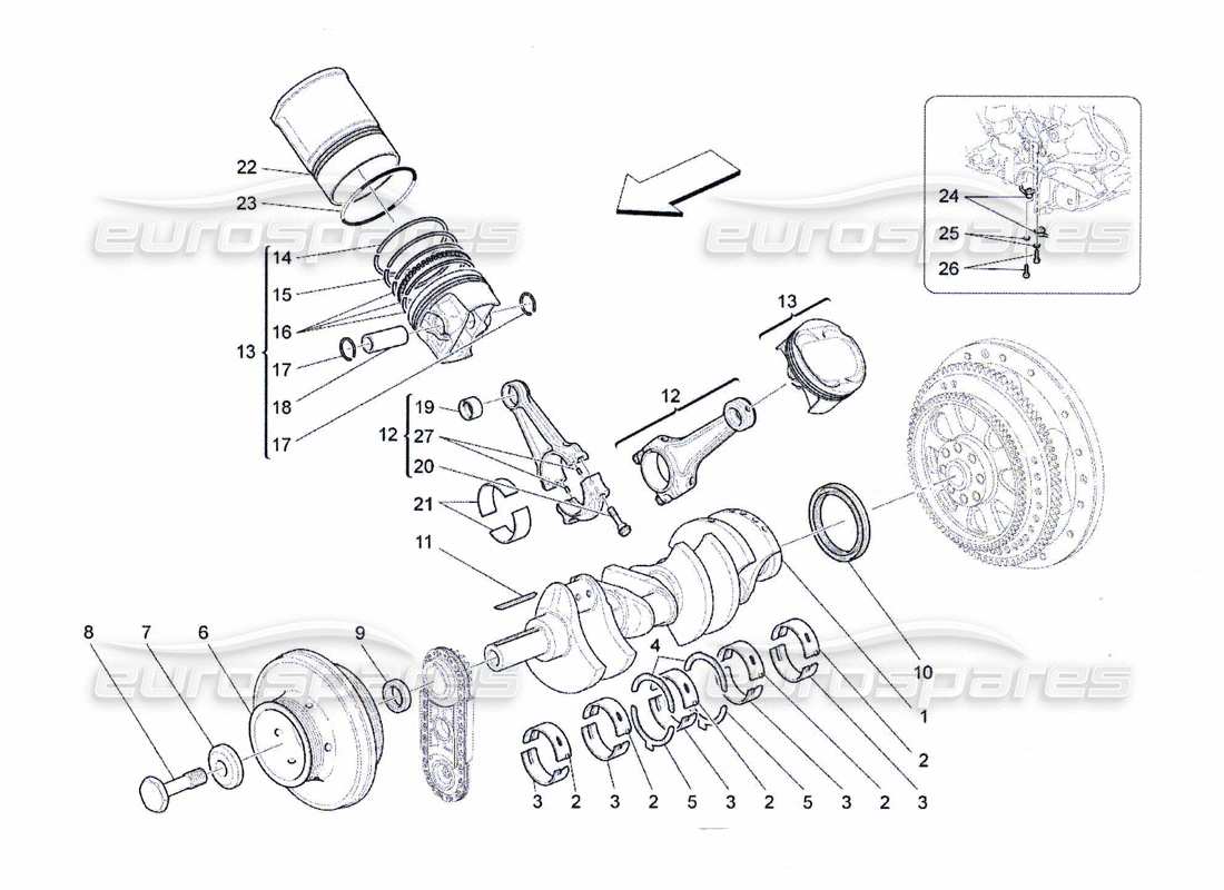 maserati qtp. (2010) 4.7 crank mechanism part diagram