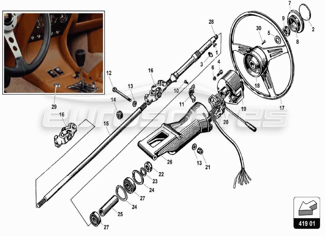 lamborghini miura p400s steering part diagram