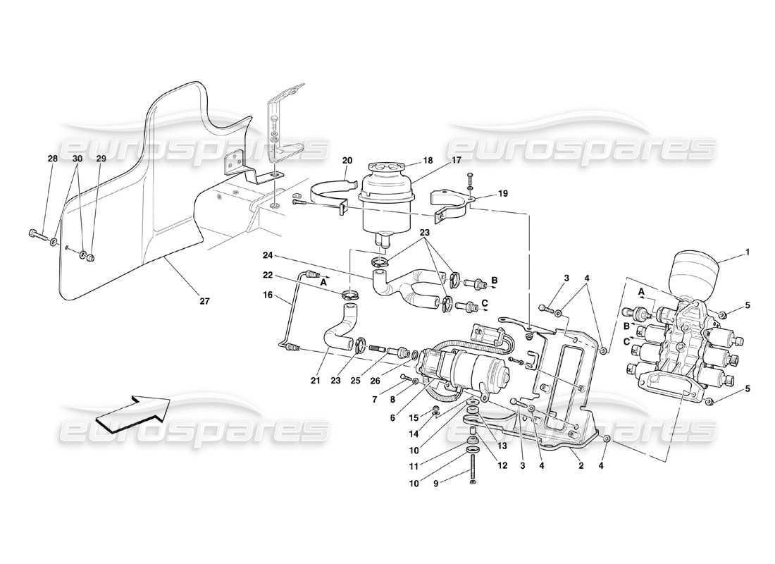 ferrari 360 challenge (2000) power unit and tank part diagram