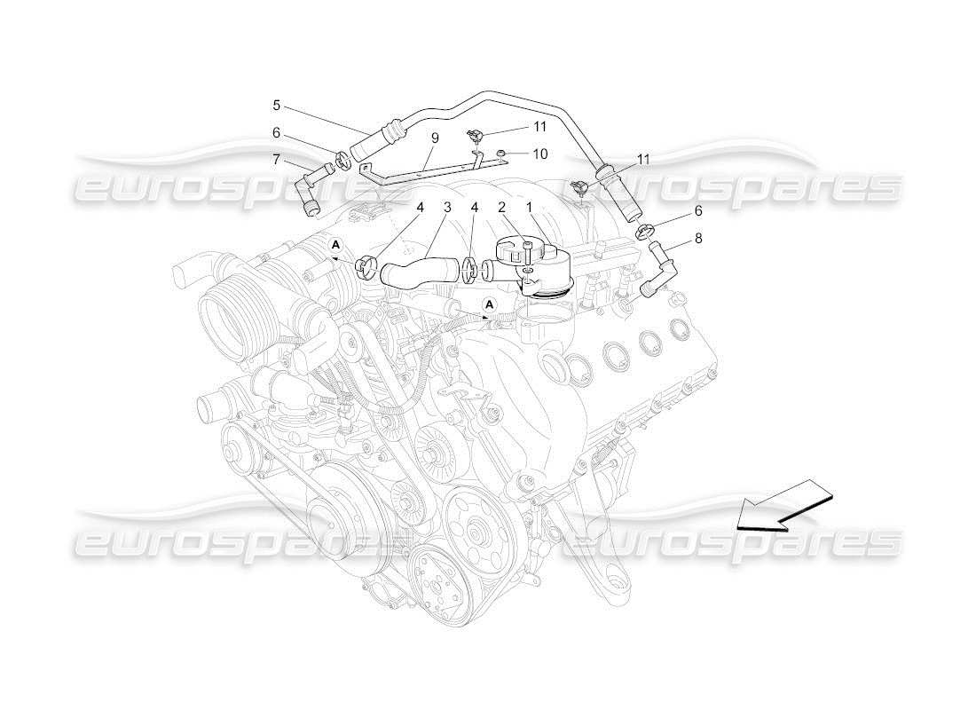 maserati qtp. (2011) 4.2 auto oil vapour recirculation system part diagram