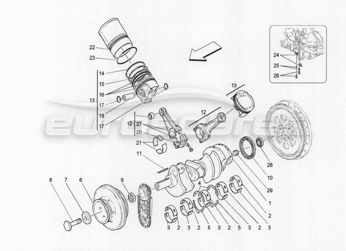 maserati granturismo special edition crank mechanism part diagram