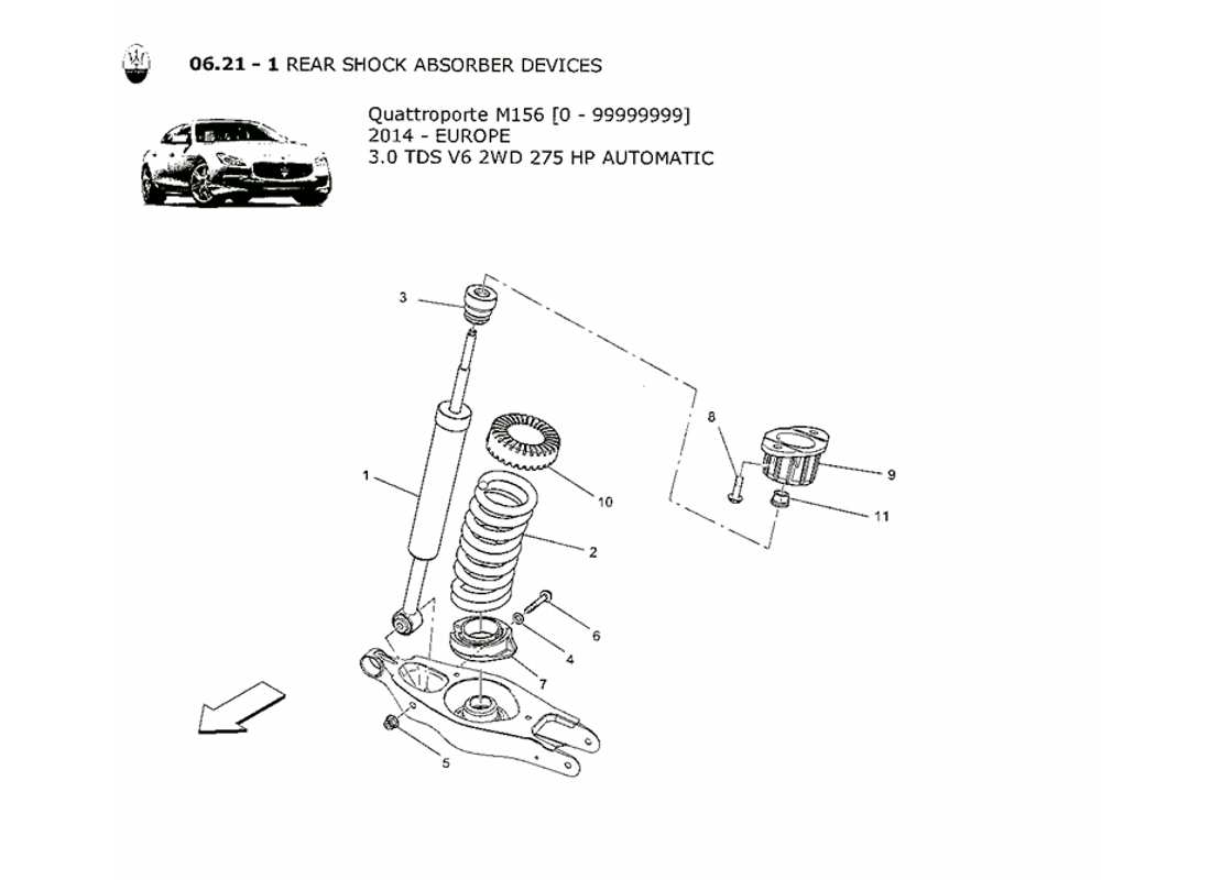 maserati qtp. v6 3.0 tds 275bhp 2014 rear shock absorber devices part diagram